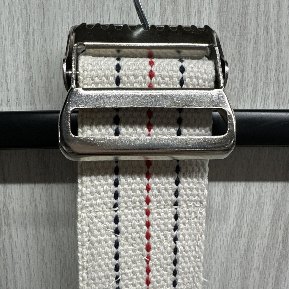 MEDLINE Washable Cotton Gait Belt 60 x 2" White with Blue & Red Stripe MDT821203